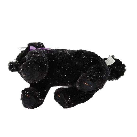 Galerie Au Chocolat Halloween Black Cat Purple Bow Silver Metallic 7.5 x 11" - Picture 4 of 6